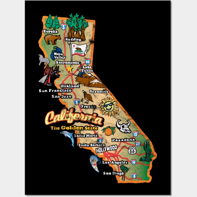 Vintage California State Map (Distressed) - California Map